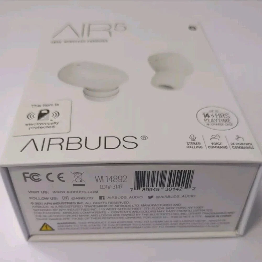 Air5 Airbuds True Bluetooth Wireless Earbuds TWS 14 Hours Play Time 300 mAh Batt